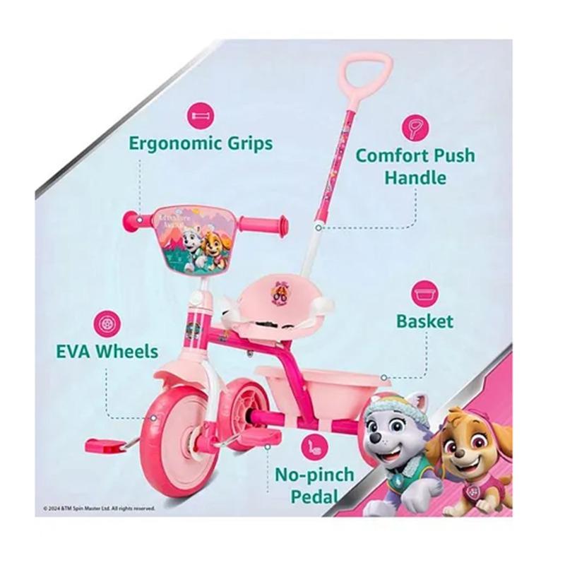 Spartan Paw Patrol Tricycle with Push Handle - Pink