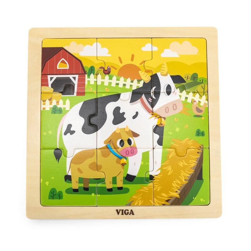 VIGA Wooden Cow Puzzle - 9 Pcs