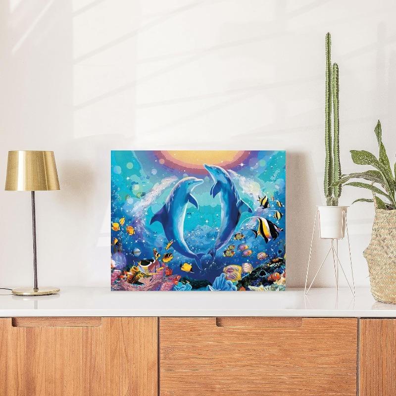 هينكلر - مجموعة طلاء اللوحة القماشية بالأرقام بتصميم الدولفين
