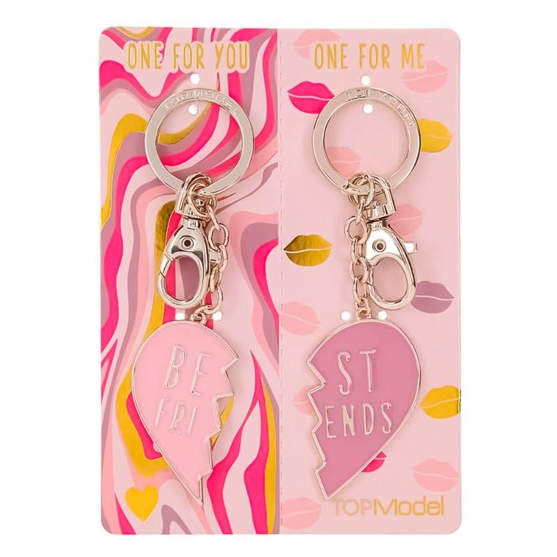 Top Model Heart Shaped Keychain Two Pieces - Multiple Colors