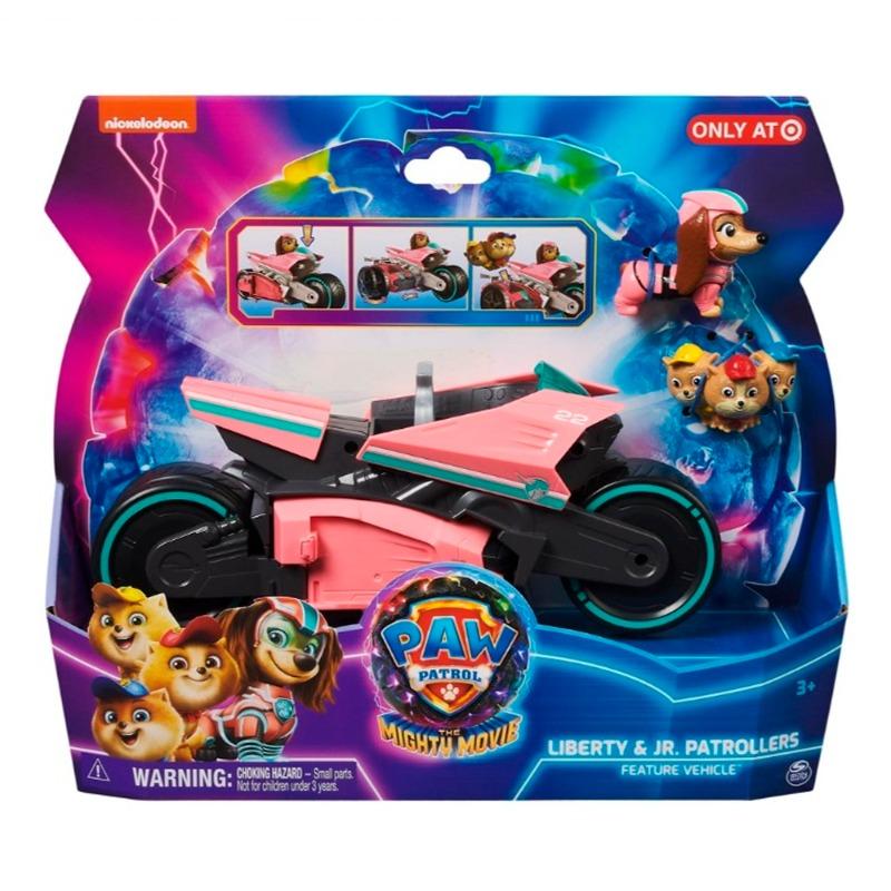 PAW Patrol Motorcycle Toy Vehicle with Mighty Pups Liberty and Junior Patroller Toy Figures