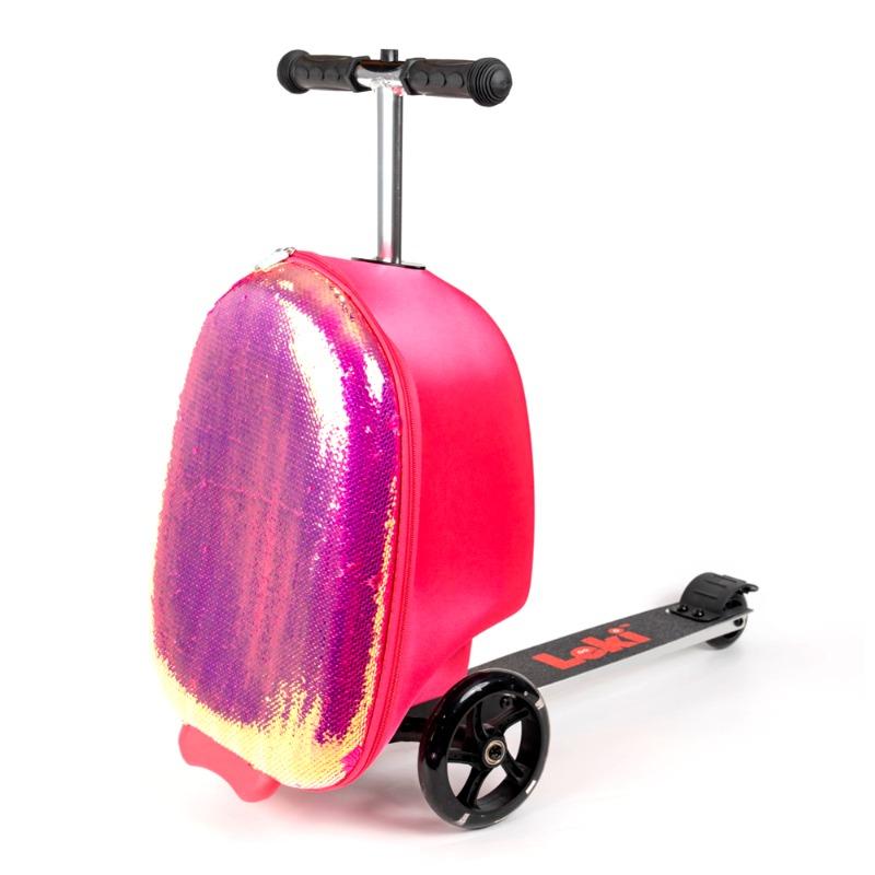 إيفا - حقيبة سفر سكوتر باللونين الذهبي والوردي مزينة بالترتر - 19 إنش