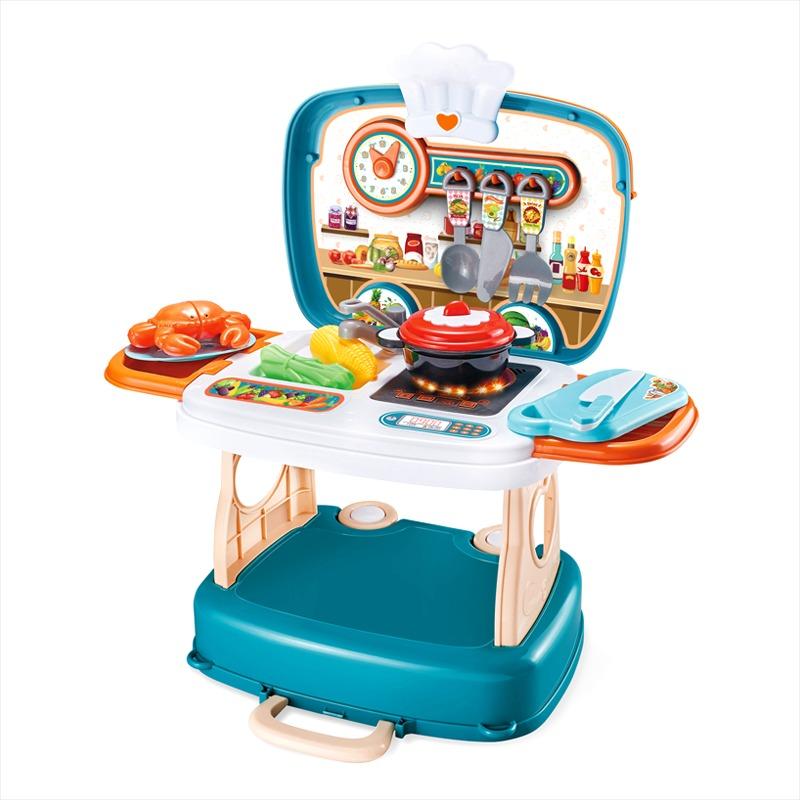 Portable Kitchen Suitcase Playset with Light and Sound 3-in-1 Blue