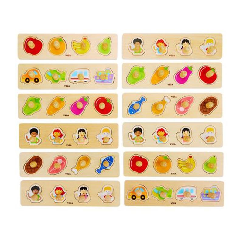 VIGA Flat Puzzle 12 Piece Set with Storage Shelf