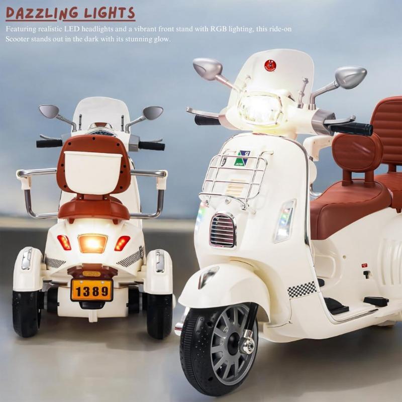 Tobbi Kids Vespa Double Seater Scooter 12v - Beige