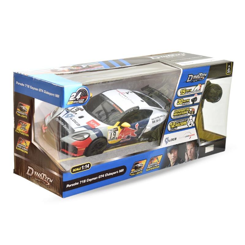 سيارة بورش 718 كايمان GT4 كلَب سبورت للتحكم عن بُعد – إصدار سباستيان لوب ريسينغ (أبيض وأزرق)