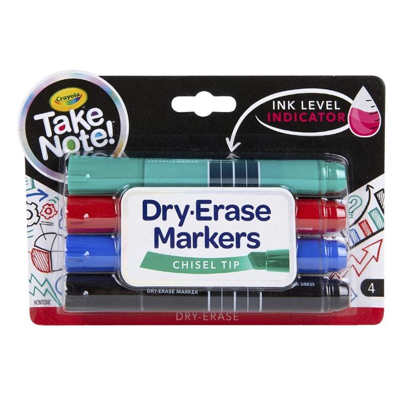 Crayola Take Note Dry Erase Broad Line Markers - 4 Pieces
