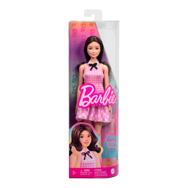 Barbie Fashionistas Doll with Black Hair and Pink Cotton Dress