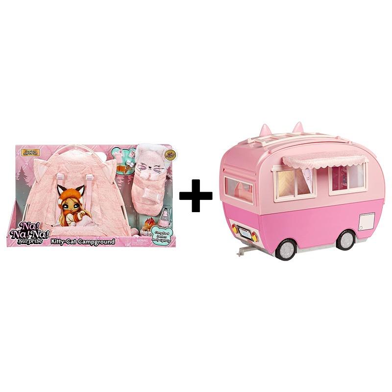 Buy 1 Get 1 Free Na Na Na Surprise Kitty Cat Camper Playset + Campground Tent Playset