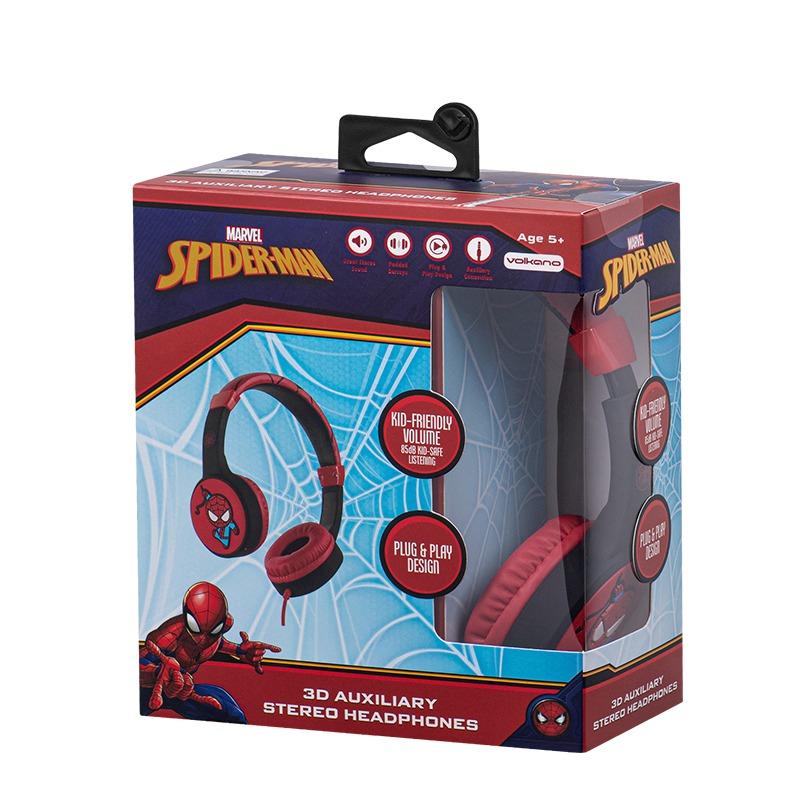 فولكانو - سماعات رأس ثلاثية الأبعاد مبطنة قابلة للتعديل برسومات سبايدرمان