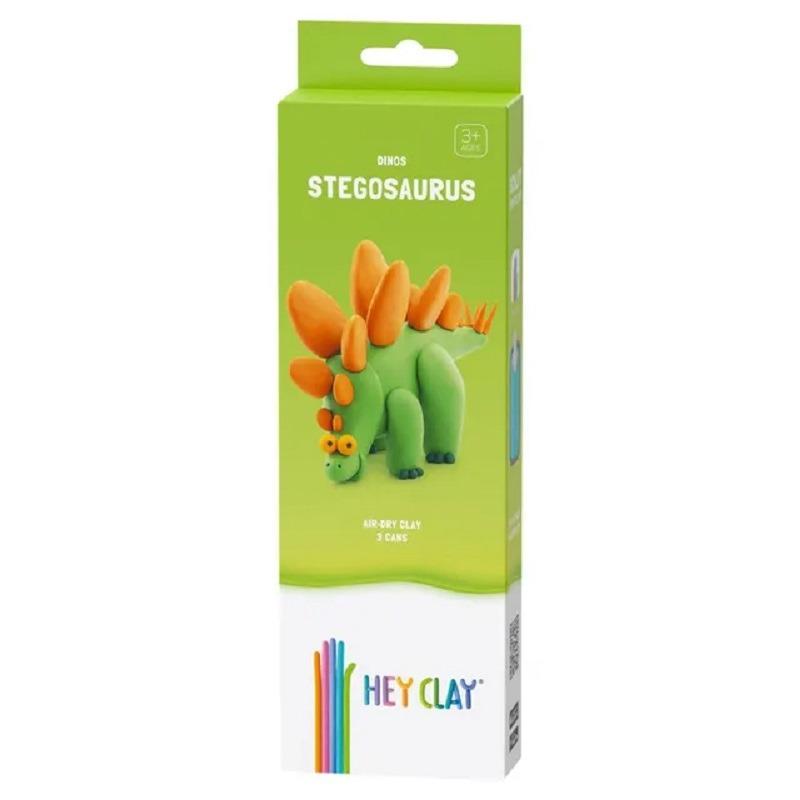 Hey Clay DIY Stegosaurus Plastic Modelling Air Dry Clay Kit - 3pcs