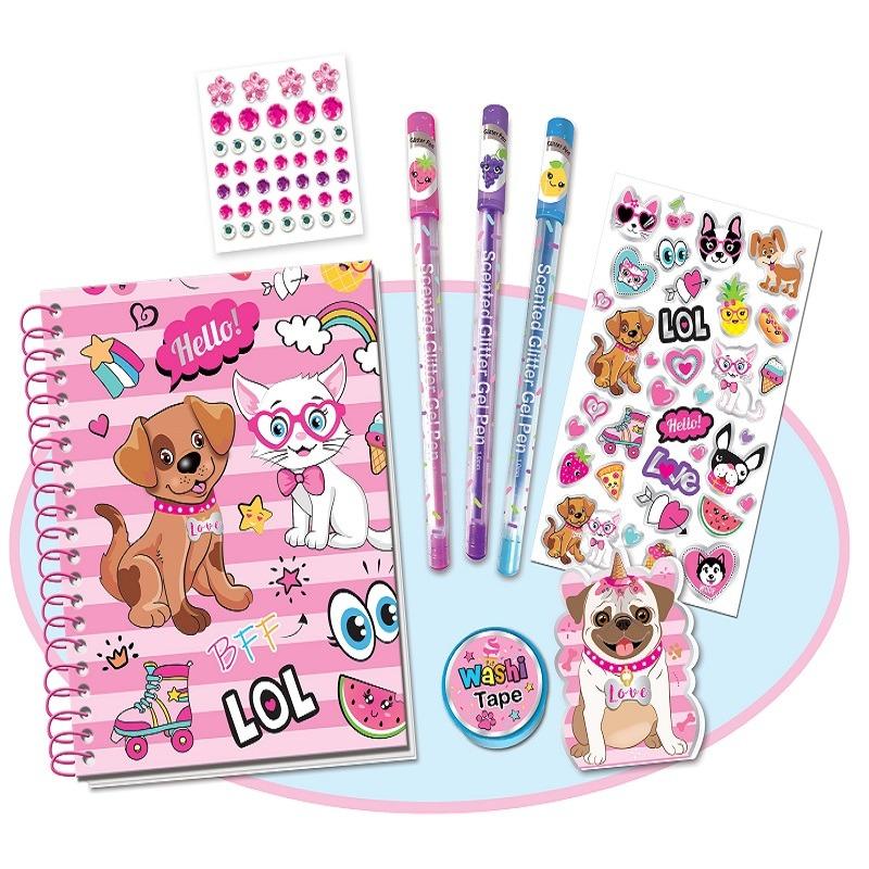 Tokidas Girls Personalized Sweet Journal Set With Puppy Graphics