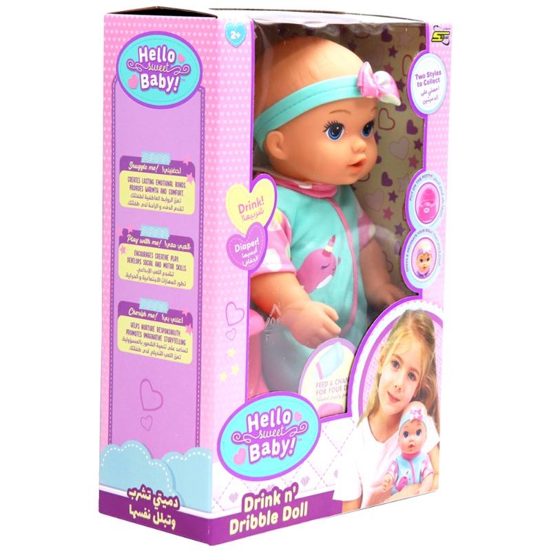 Hello Sweet Baby Drink N Dribble Doll 12 Inch Assorted