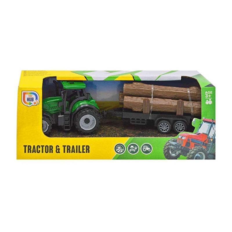 Toy Hub Small Tractor and Trailer - Multicolor