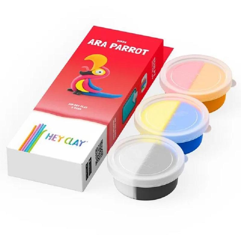 Hey Clay DIY Ara Parrot Plastic Modelling Air Dry Clay Kit - 3pcs