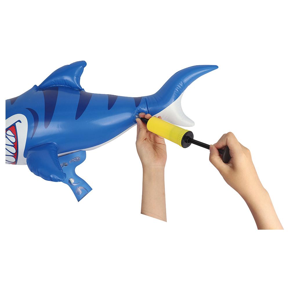 Wanna Magic - Blow Up Air Blaster Inflatable Shark Water Toy Gun - Blue