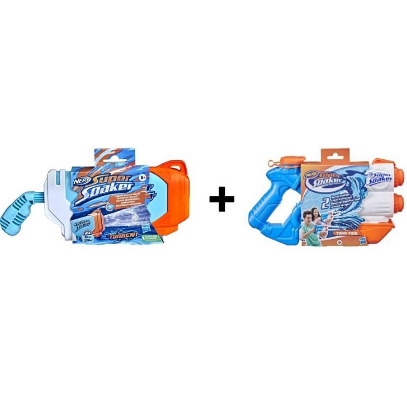 Buy 1 Get 1 Free Nerf Elite - Super Soaker Twin Tide + Super Soaker Torrent Water Blaster Pistol