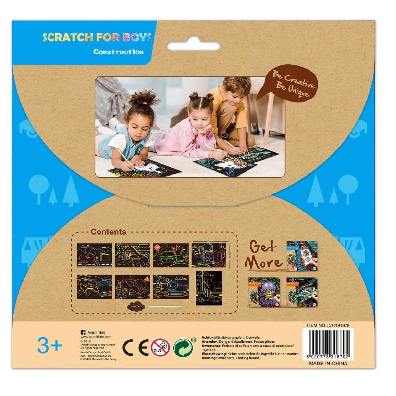 Avenir Scratch Art Kit 8 Pack - Construction