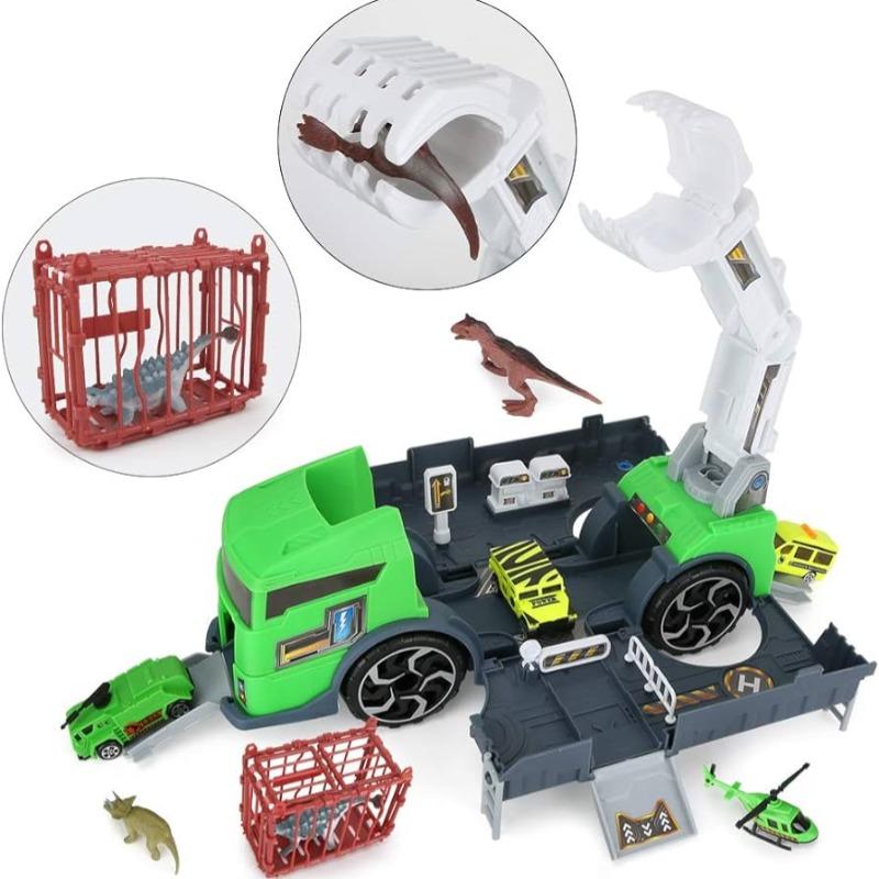 شاحنة نقل وقاعدة مع مجموعة الديناصورات