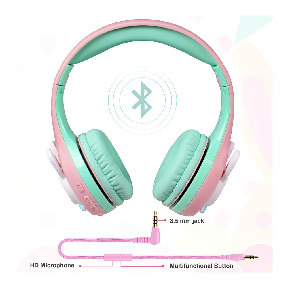 رايبوكس - سماعات بلوتوث علي شكل أرنب - وردي أخضر