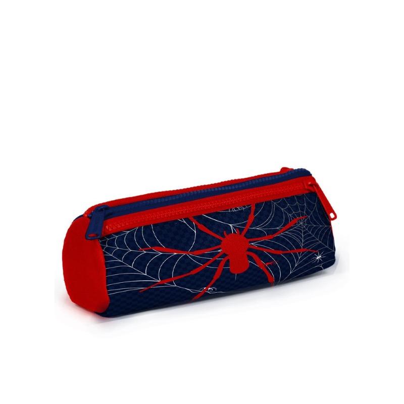 Coral High Kids Pencil Bag Spider Patterned Navy Blue Red