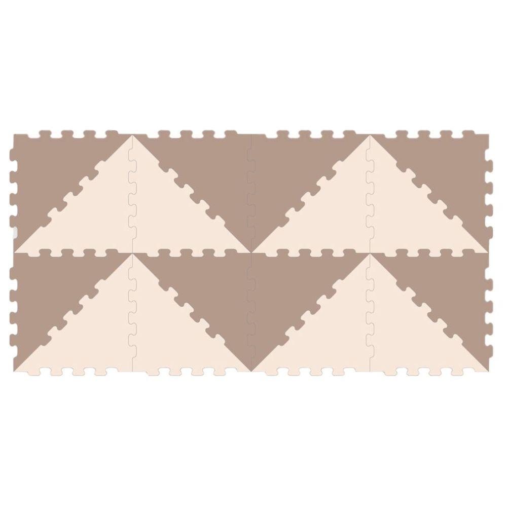 Sunta 2 Colours Triangle Puzzle Floor Mat Brown 16 Pcs