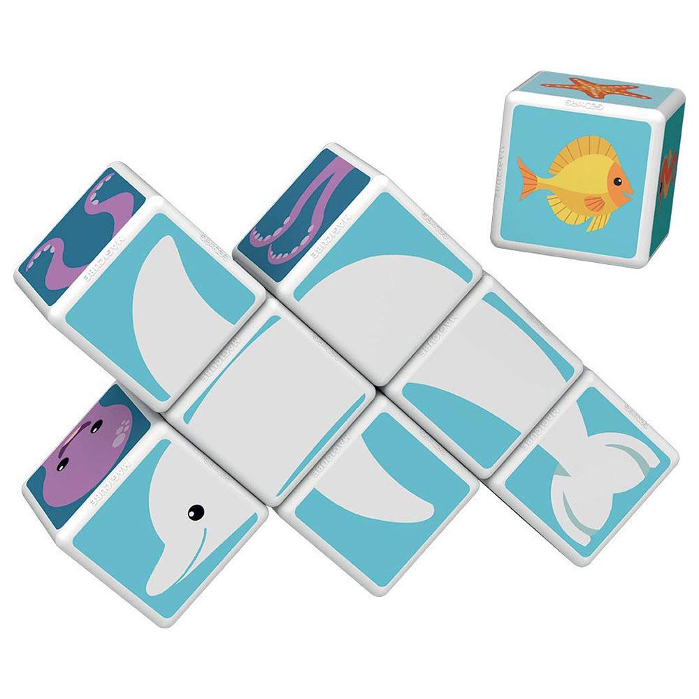 جيوماج - مجموعة المكعبات المغناطيسية بتصميم صور الحيوانات البحرية مع بطاقات مطبوعة