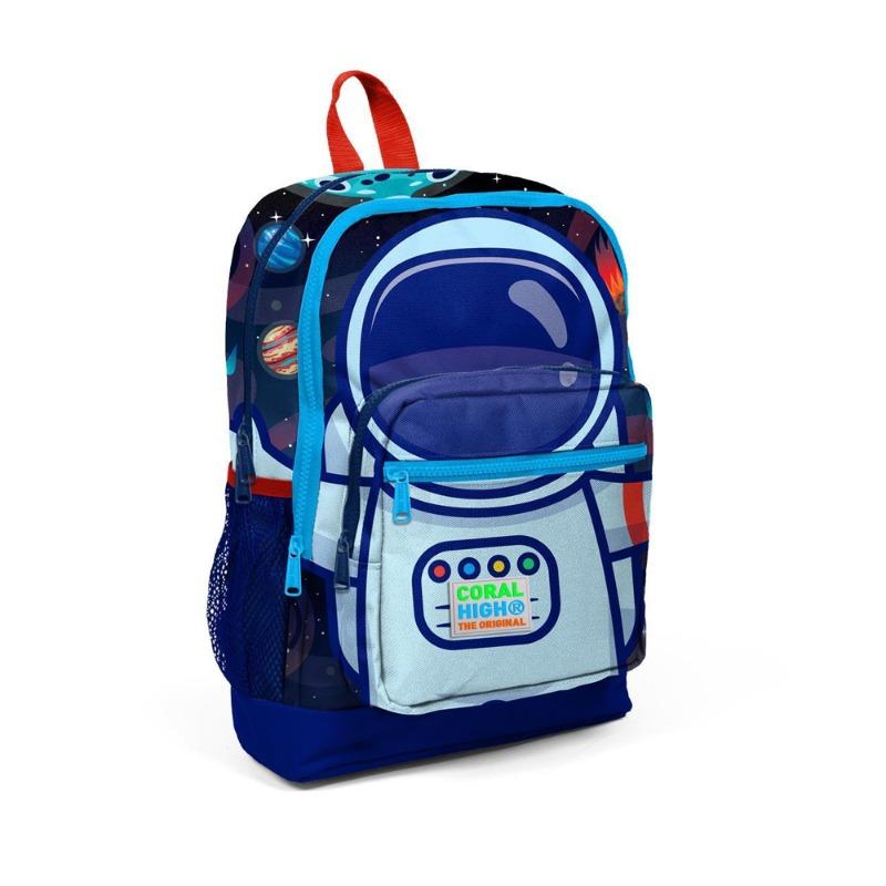 Tiny Nest Backpack Saks Blue Astronaut Pattern Two Compartments