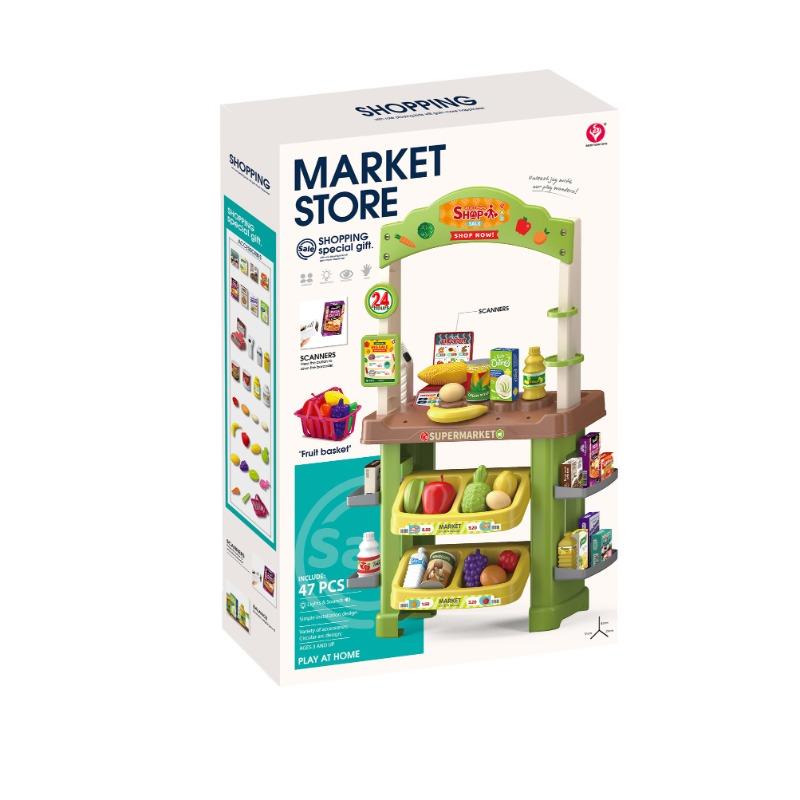 مجموعة طاولة السوبر ماركت مع الأضواء والأصوات 47 قطعة
