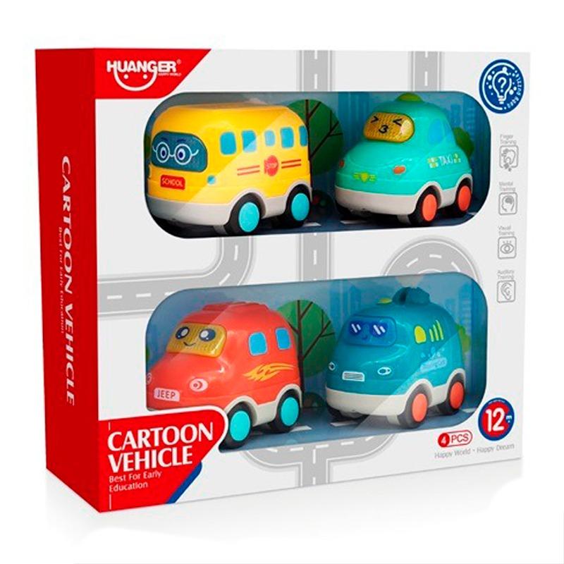 Play And Learn Infant Soft Vehicle 4 Pcs - Assorted