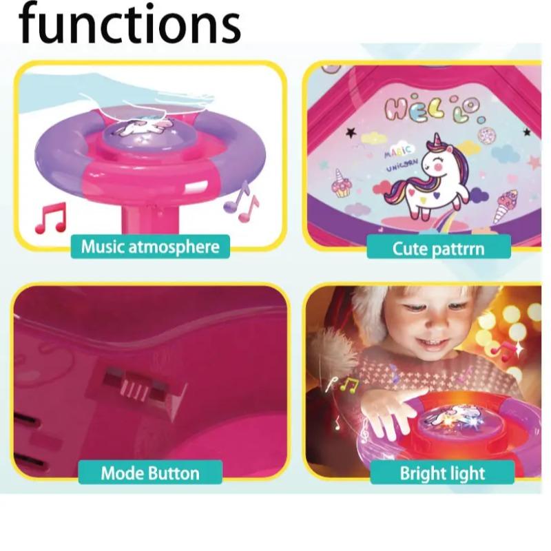Unicorn Sit and Spin Toy With Led And Music - Pink