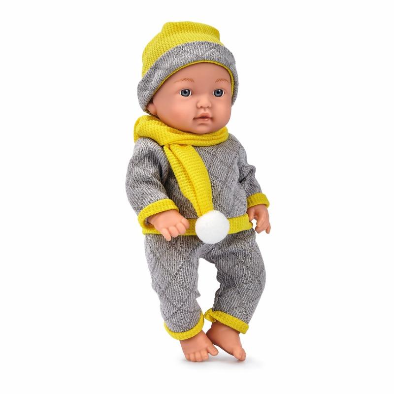 Wander Long Baby Doll In Gray and Yellow Outfit With Care Kit 12 inc