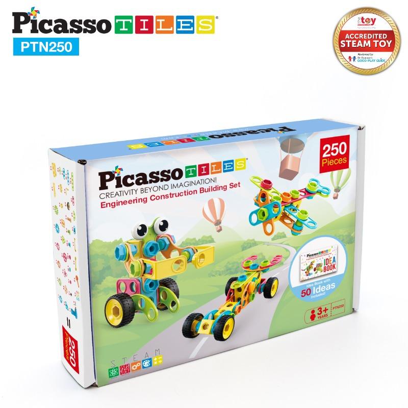 بيكاسو - مجموعة البناء الهندسي مع لعبة المثقاب الكهربائي 250 قطعة