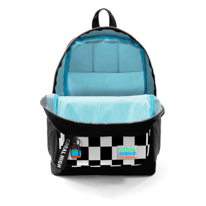 كورال هاي حقيبة مدرسية للأطفال - لون أسود بنقشة الشطرنج