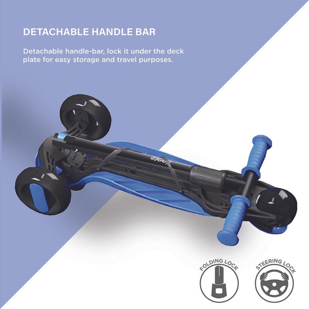 زيجي - سكوتر ثلاثي العجلات بإضاءة إل إي دي - لون أزرق