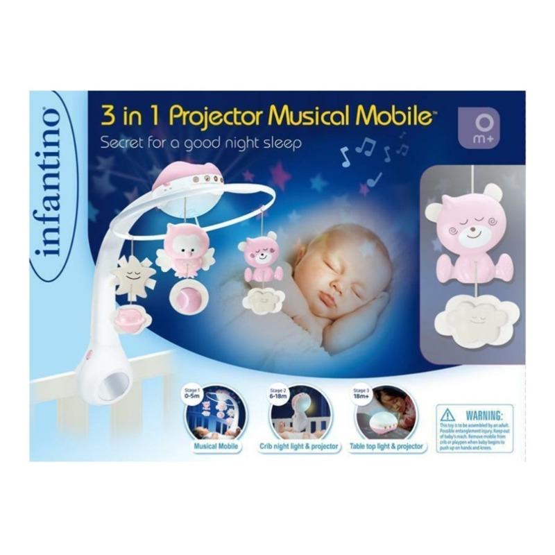 Infantino 3-in-1 Projector Musical Mobile - Pink