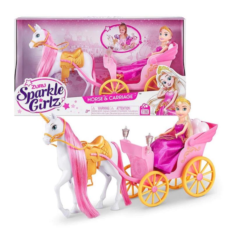 Sparkle Girlz Princess Doll with Horse And Carriage