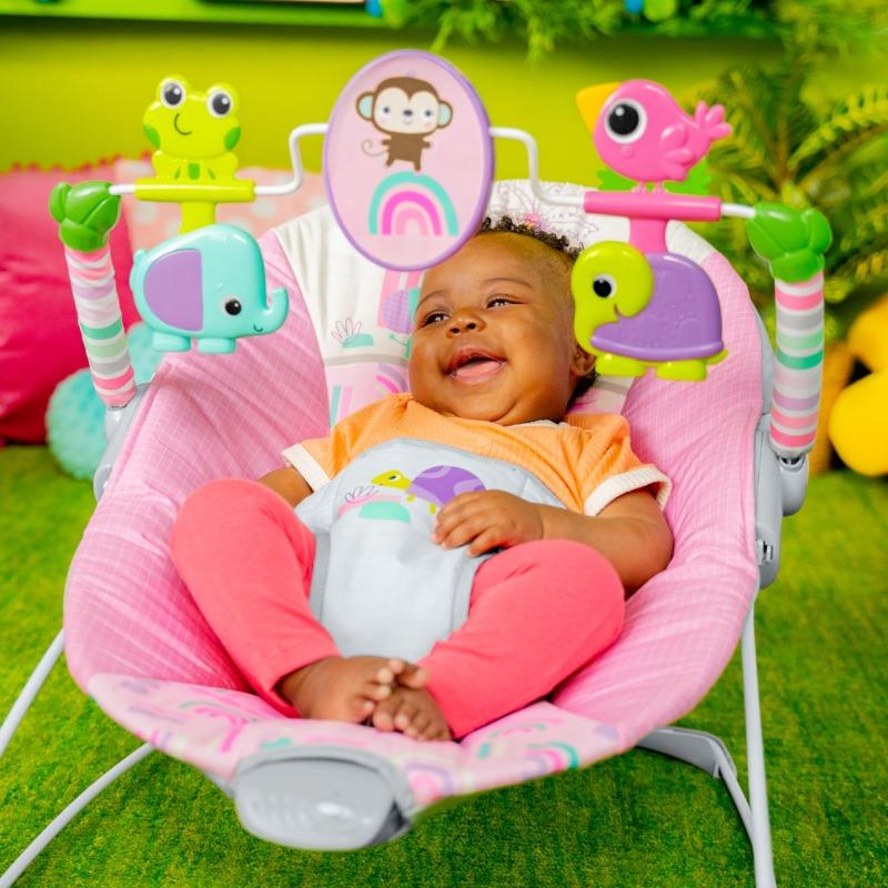 Bright Starts Pink Paradise Vibrating Bouncer