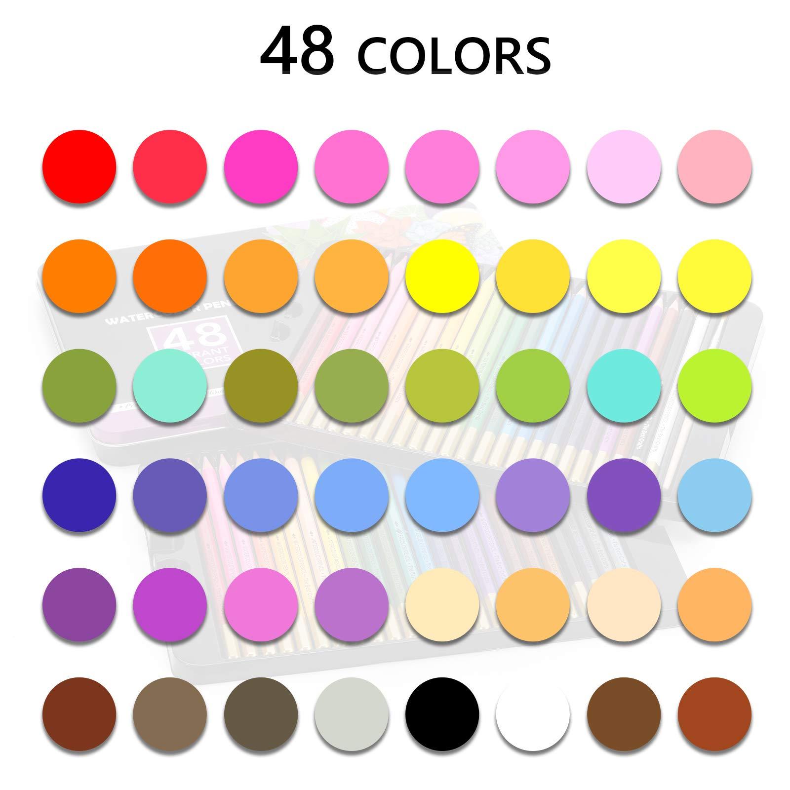 مجموعة أقلام التلوين الخشبية القابلة للذوبان بالماء - 48 لون