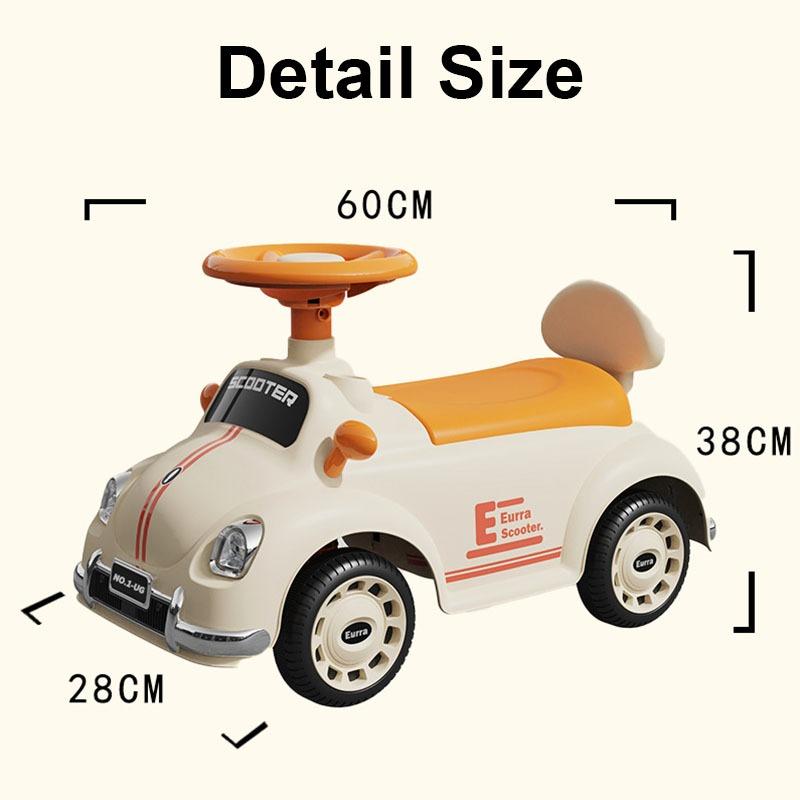 MG Kids Ride-On Push Car with Music, Lights & Storage – White & Orange