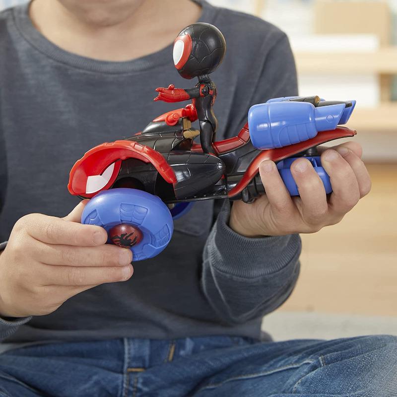 Marvel Spiderman Miles Morales Figure With Transformer Techno-Racer