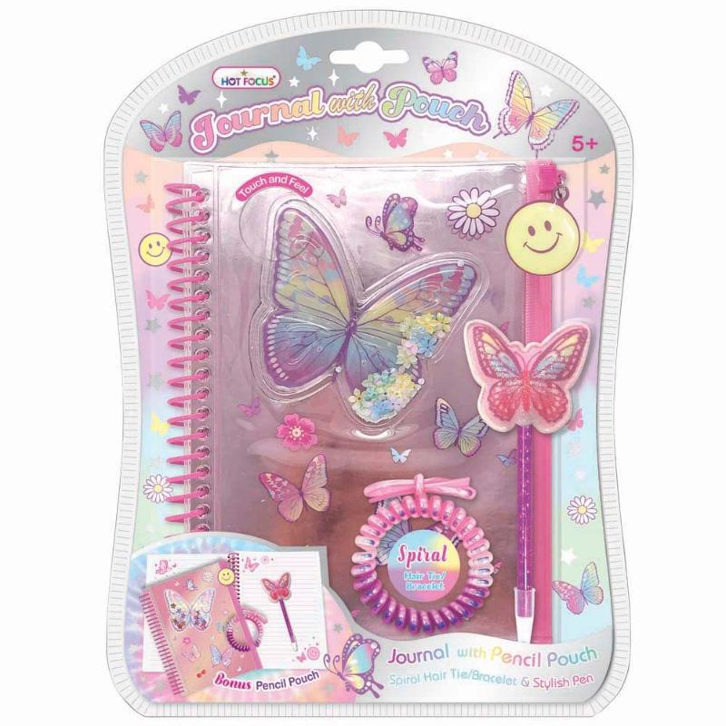 هوت فوكس - دفتر يوميات مع حقيبة شفافة بتصميم الفراشات