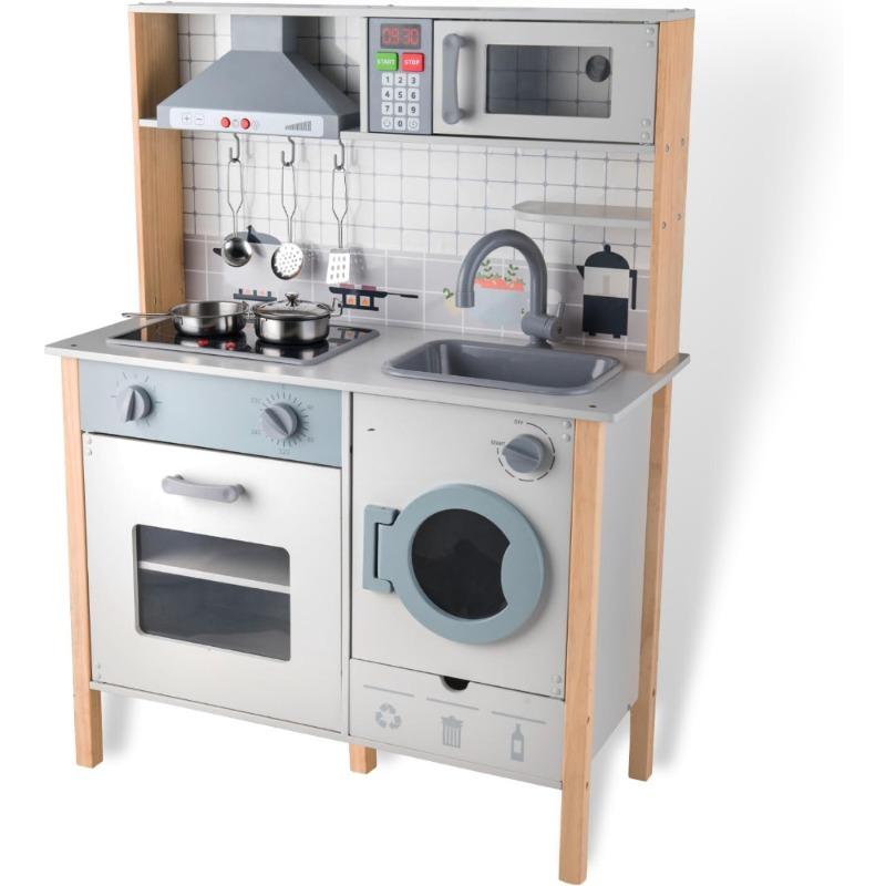 مطبخ ألعاب خشبي – طقم مطبخ تمثيلي من الخشب الصلب