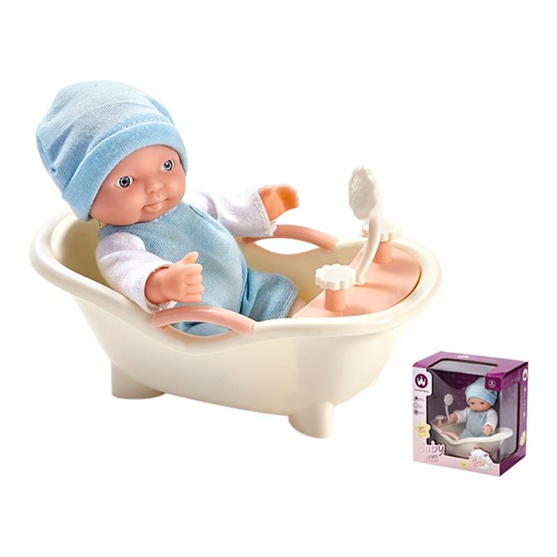 Baby Imitation Doll With Bathtub - 6 Inch