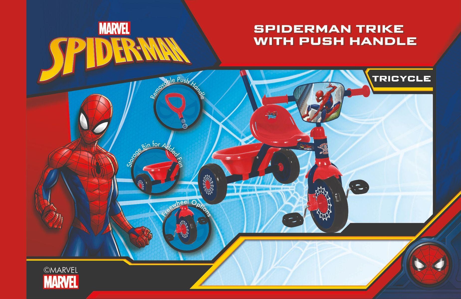 Marvel Spiderman Trike with Push Handle