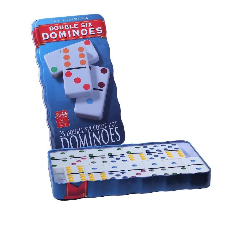 Double Six Set of 28 Color Dot Dominoes Game