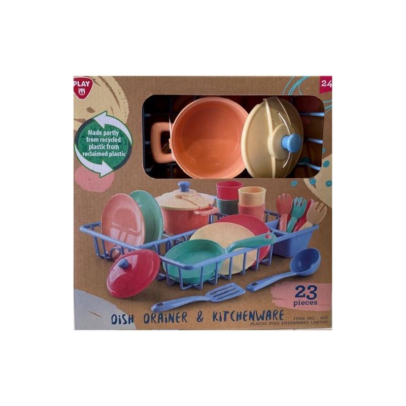 Playgo Dish Drainer & Kitchenware 23 Piece Set