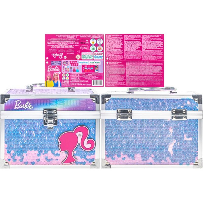 حقيبة مكياج باربي اللامعة للأطفال مع مستلزمات الشفاه والأظافر