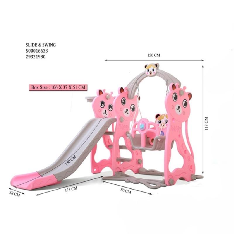 Little Story Kids Swing And Slide Set - Pink Fawn
