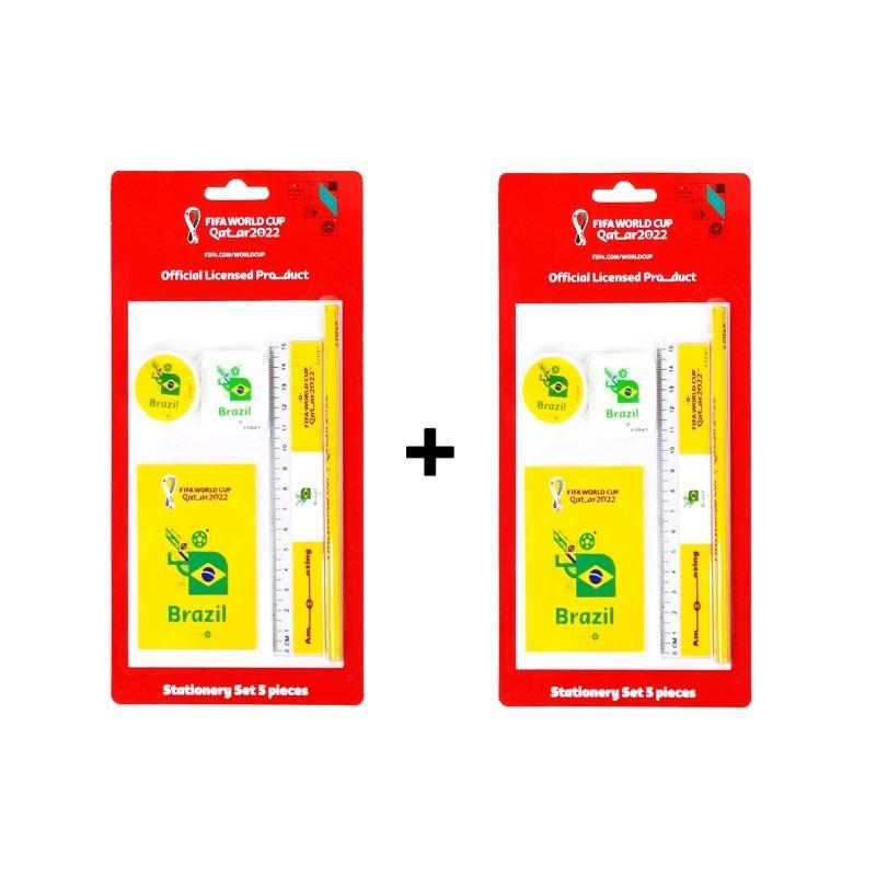 اشتري 1 واحصل على 1 مجانا - فيفا 2022 - طقم الأدوات المكتبية 5 قطع - البرازيل